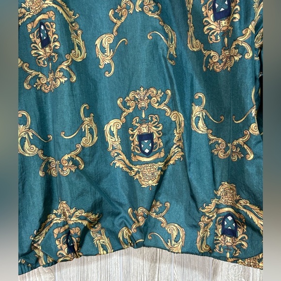 Vintage 80’s 90’s Slade Green and Gold Crest Print Nylon Windbreaker Size XL - Picture 8 of 13